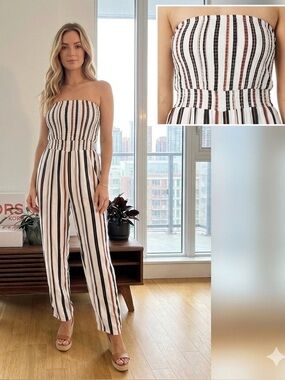 🌸 Dynamite Strapless Striped Jumpsuit